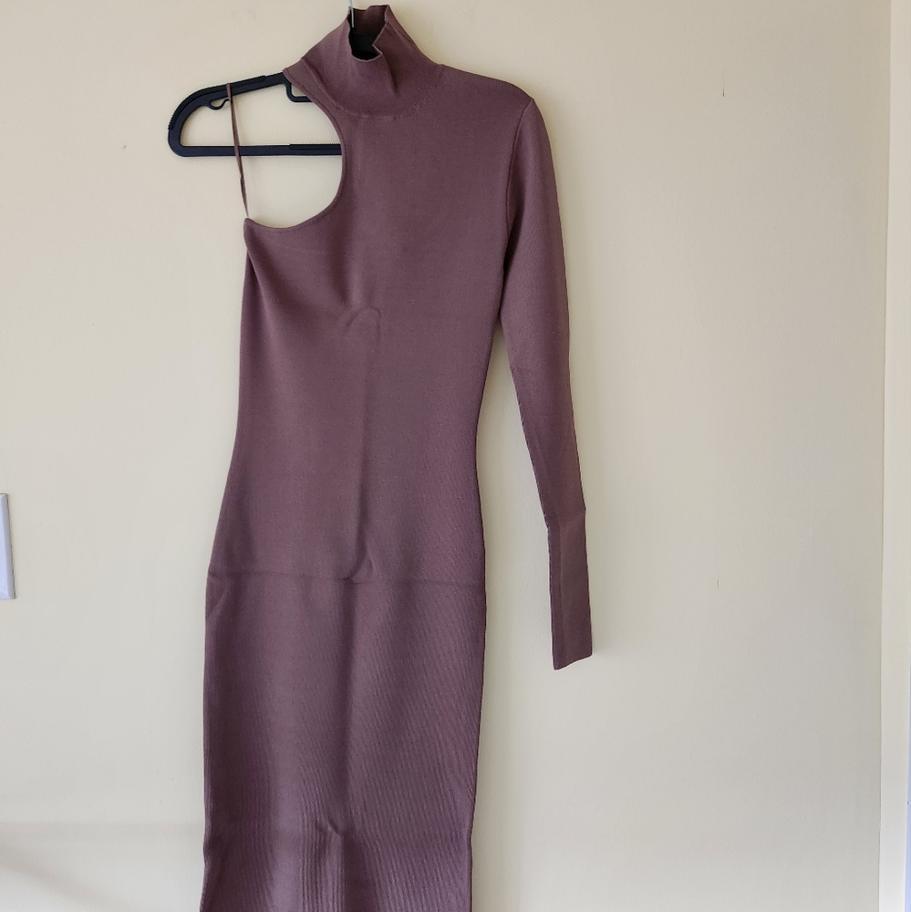 NWT Zara mockneck one sleeve knit dress sz M